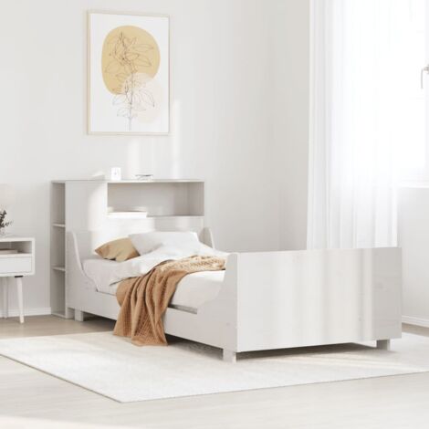 Bed Frame without Mattress White 75x190 cm Small Single Solid Wood Pine vidaXL