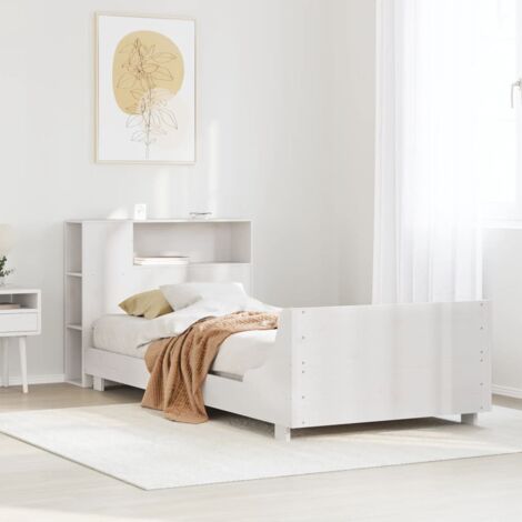 Bed Frame without Mattress White 75x190 cm Small Single Solid Wood Pine vidaXL