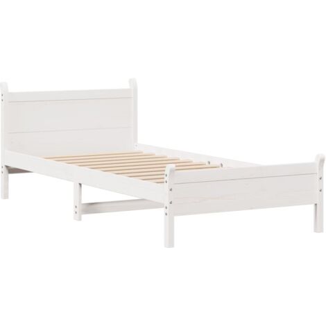 Bed Frame without Mattress White 90x190 cm Single Solid Wood Pine vidaXL