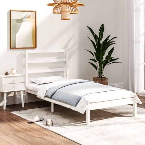Bed Frame without Mattress White 90x190 cm Single Solid Wood vidaXL