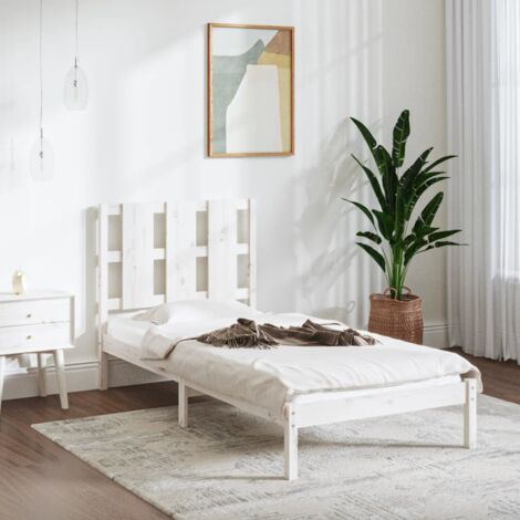 Bed Frame without Mattress White 90x190 cm Single Solid Wood vidaXL