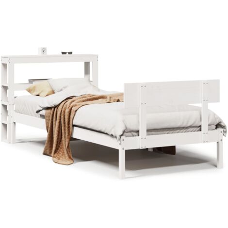 Bed Frame without Mattress White 90x200 cm Solid Wood Pine vidaXL