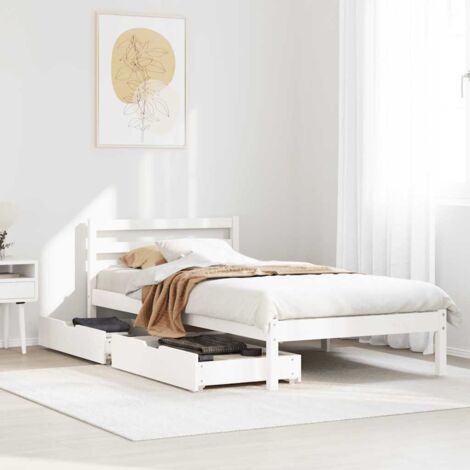 Bed Frame without Mattress White 90x200 cm Solid Wood Pine vidaXL