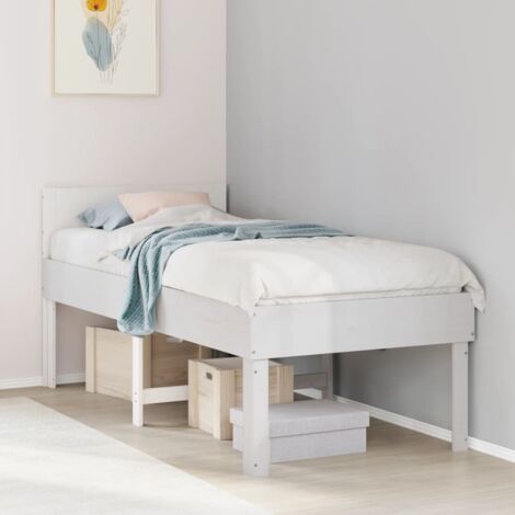 Bed Frame without Mattress White 90x200 cm Solid Wood Pine vidaXL