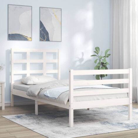 Bed Frame without Mattress White 90x200 cm Solid Wood vidaXL