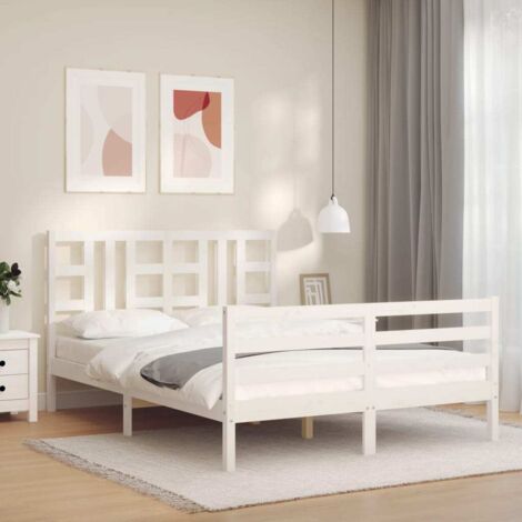 Bed Frame without Mattress White King Size Solid Wood vidaXL