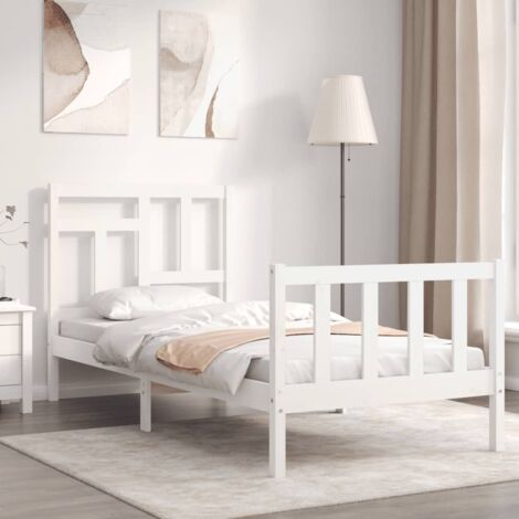 Bed Frame without Mattress White Single Solid Wood Pine vidaXL