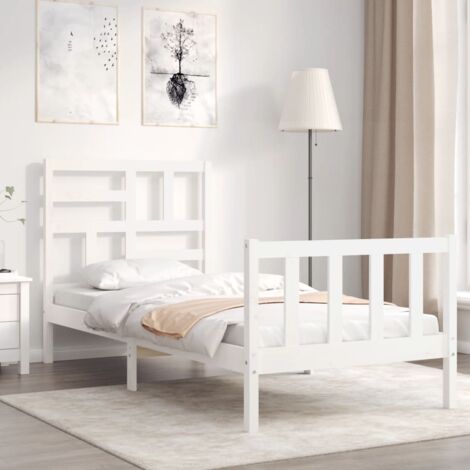 Bed Frame without Mattress White Single Solid Wood Pine vidaXL