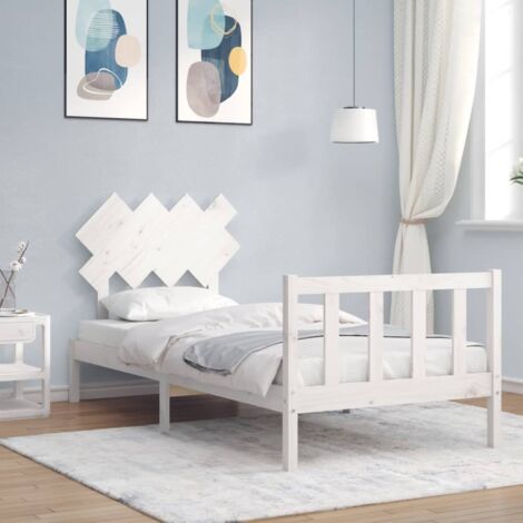 Bed Frame without Mattress White Single Solid Wood Pine vidaXL