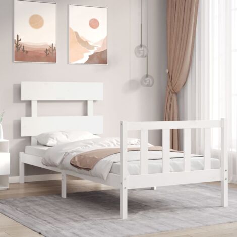 Bed Frame without Mattress White Single Solid Wood Pine vidaXL