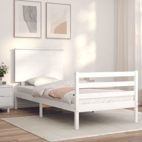 Bed Frame without Mattress White Single Solid Wood vidaXL