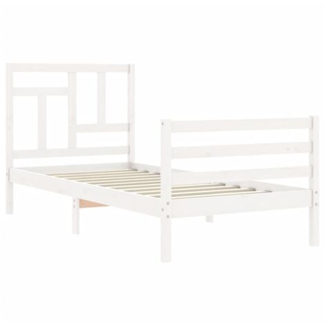 Bed Frame without Mattress White Single Solid Wood vidaXL