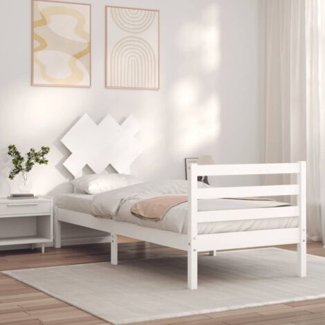Bed Frame without Mattress White Single Solid Wood vidaXL