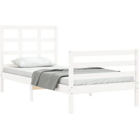 Bed Frame without Mattress White Single Solid Wood vidaXL
