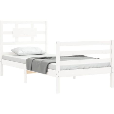 Bed Frame without Mattress White Single Solid Wood vidaXL