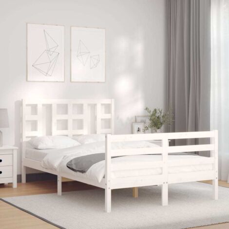 Bed Frame without Mattress White Small Double Solid Wood Pine vidaXL