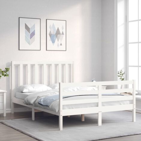 Bed Frame without Mattress White Small Double Solid Wood Pine vidaXL