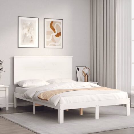 Bed Frame without Mattress White Small Double Solid Wood Pine vidaXL