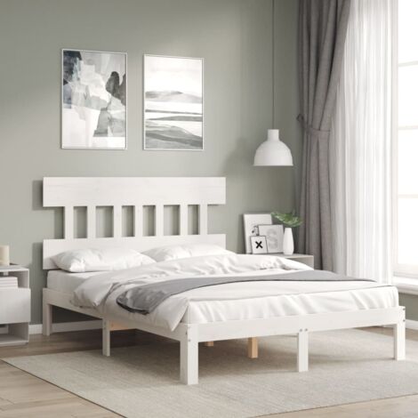Bed Frame without Mattress White Small Double Solid Wood Pine vidaXL