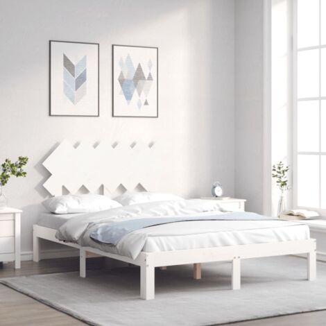 Bed Frame without Mattress White Small Double Solid Wood Pine vidaXL
