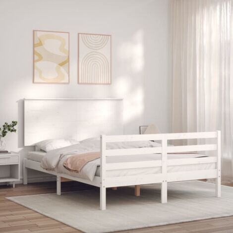 Bed Frame without Mattress White Small Double Solid Wood vidaXL