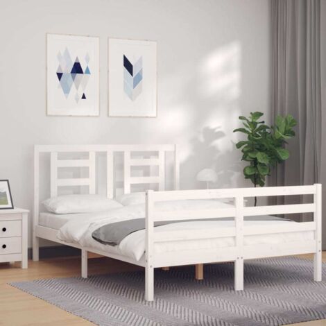 Bed Frame without Mattress White Small Double Solid Wood vidaXL
