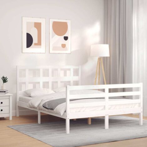 Bed Frame without Mattress White Small Double Solid Wood vidaXL
