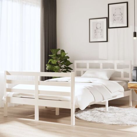 Bed Frame without Mattress White Small Double Solid Wood vidaXL