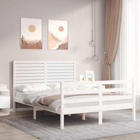 Bed Frame without Mattress White Small Double Solid Wood vidaXL