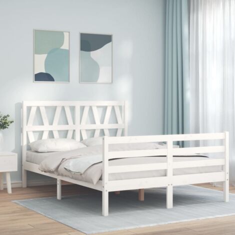 Bed Frame without Mattress White Small Double Solid Wood vidaXL