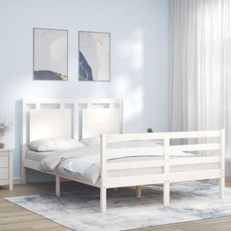 Bed Frame without Mattress White Small Double Solid Wood vidaXL