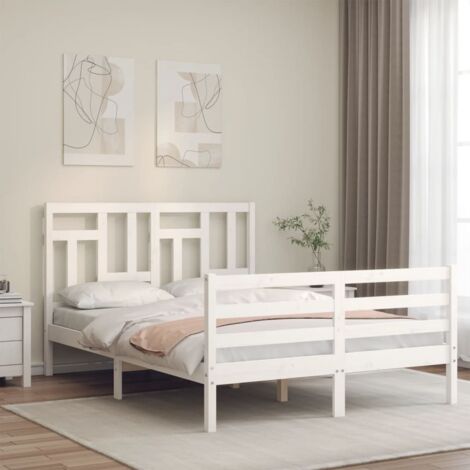 Bed Frame without Mattress White Small Double Solid Wood vidaXL