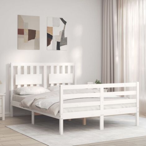 Bed Frame without Mattress White Small Double Solid Wood vidaXL