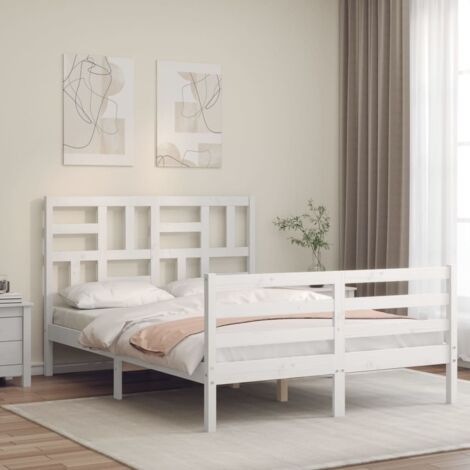 Bed Frame without Mattress White Small Double Solid Wood vidaXL