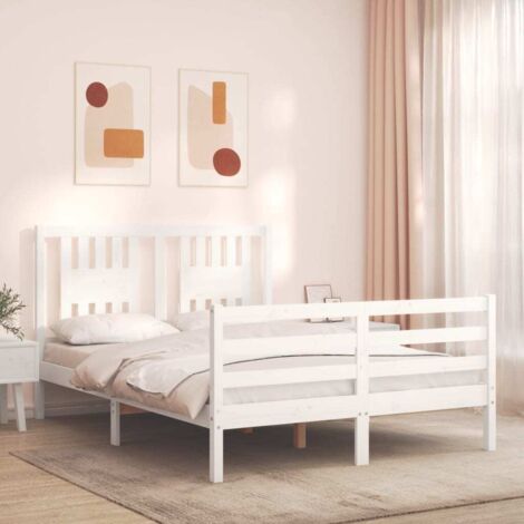 Bed Frame without Mattress White Small Double Solid Wood vidaXL