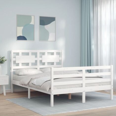 Bed Frame without Mattress White Small Double Solid Wood vidaXL