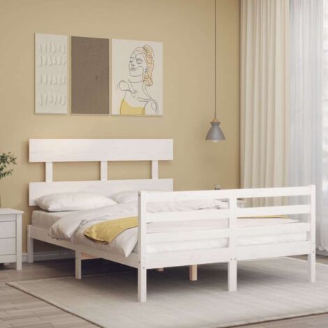 Bed Frame without Mattress White Small Double Solid Wood vidaXL