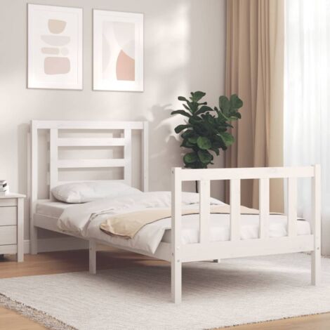 Bed Frame without Mattress White Small Single Solid Wood Pine vidaXL
