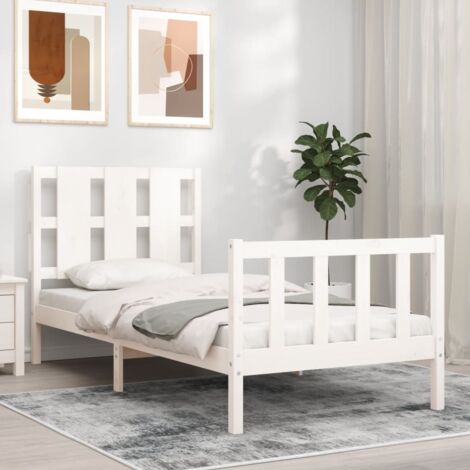 Bed Frame without Mattress White Small Single Solid Wood Pine vidaXL