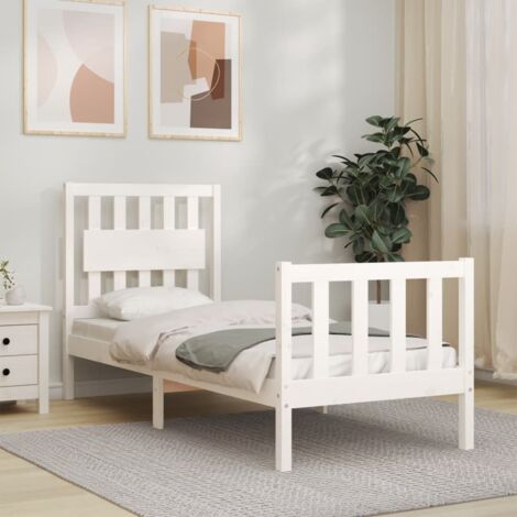 Bed Frame without Mattress White Small Single Solid Wood Pine vidaXL