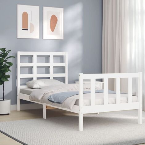 Bed Frame without Mattress White Small Single Solid Wood Pine vidaXL