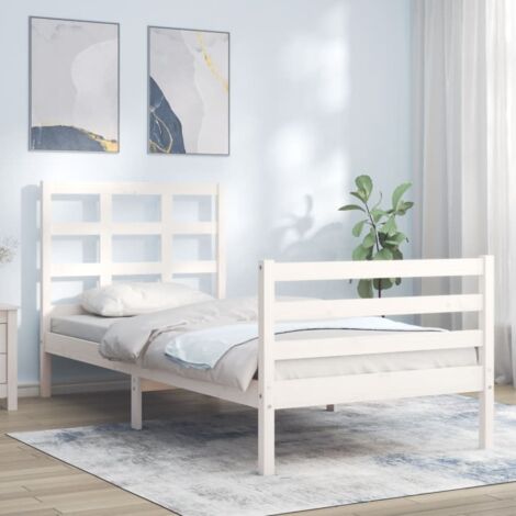 Bed Frame without Mattress White Small Single Solid Wood vidaXL
