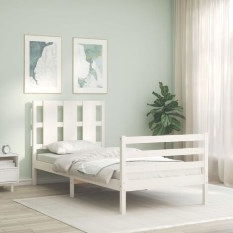 Bed Frame without Mattress White Small Single Solid Wood vidaXL