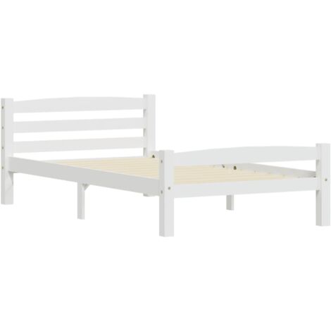 Bed Frame without Mattress White Solid Pinewood 90x200 cm vidaXL