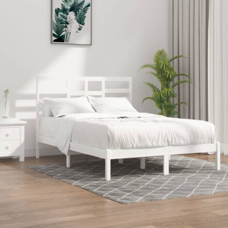 Bed Frame without Mattress White Solid Wood 120x200 cm vidaXL