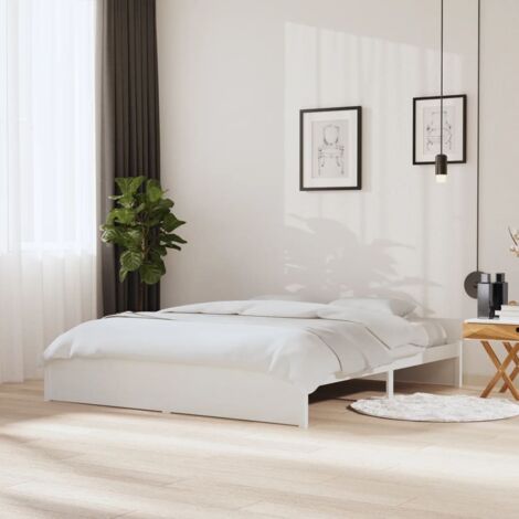 Bed Frame without Mattress White Solid Wood 180x200 cm Super King vidaXL