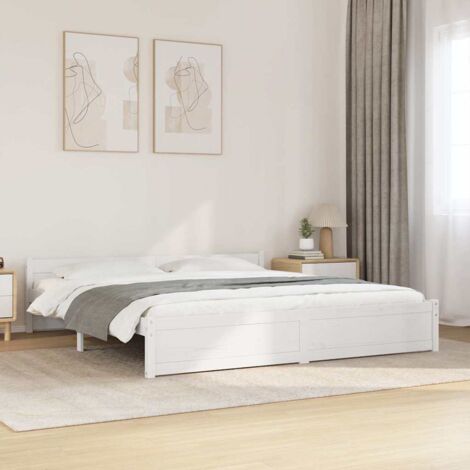 Bed Frame without Mattress White Solid Wood 180x200 cm Super King vidaXL
