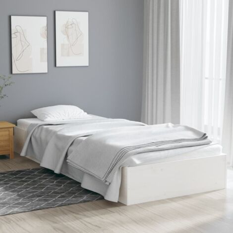 Bed Frame without Mattress White Solid Wood 75x190 cm Small Single vidaXL