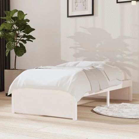 Bed Frame without Mattress White Solid Wood 75x190 cm Small Single vidaXL