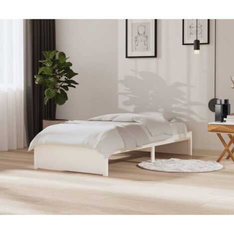 Bed Frame without Mattress White Solid Wood 90x200 cm vidaXL